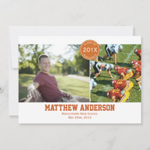 Modern 2 Photo Graduation Invitation - Orange