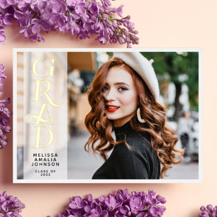 Modern 2 photo Graduation real foil announcement
