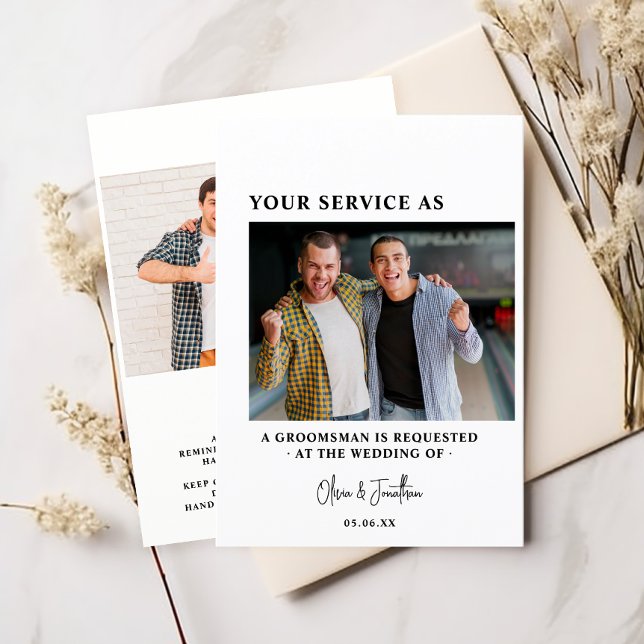 Modern 2 Photo Groomsman Proposal Request Invitation (Creator Uploaded)
