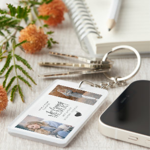 Modern 2 Photo In Loving Memory Tribute Key Ring