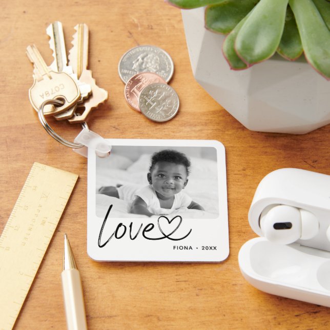 Modern 2 Photo Love Key Ring (Desk)