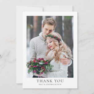 Modern 2 photo Newlywed Wedding Thank you Card