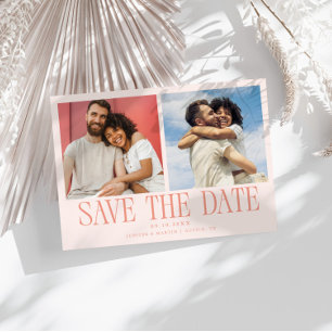 Modern 2-Photo Peach Wedding Save The Date