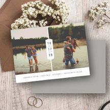 Modern 2-Photo Save the Date with Stacked Numbers