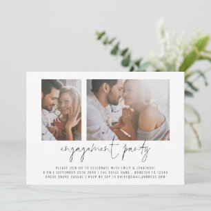 Modern 2 Photo Script Engagement Party Invitation