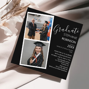 Modern 2 Photo Strip   Graduation Party Announcement