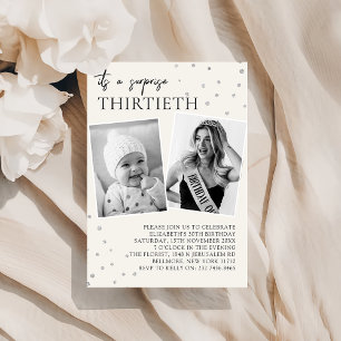 Modern 2 Photo Surprise 30th Birthday Invitation
