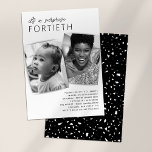 Modern 2 Photo Surprise 40th Birthday Party Invitation<br><div class="desc">Celebrate four decades of you with our classically modern 40th birthday invitations. Show guests your journey with a 'now & then' photo, and keep them in the loop with stylishly presented party specifics. Plus, a surprise terrazzo pattern on the reverse ensures your invitations are just as unique as you are....</div>