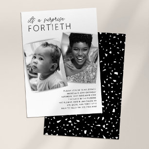 Modern 2 Photo Surprise 40th Birthday Party Invitation