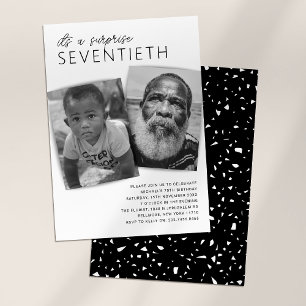 Modern 2 Photo Surprise 70th Birthday Party Invitation