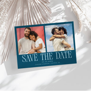 Modern 2-Photo Teal Wedding Save The Date