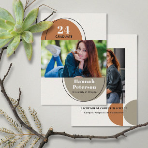 Modern 2 Photo University Pumpkin Taupe Announcement