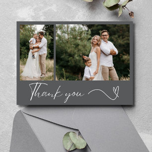 Modern 2 Photo Wedding Thank You Card