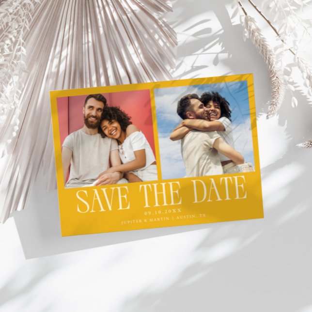 Modern 2-Photo Yellow Wedding Save The Date (Creator Uploaded)