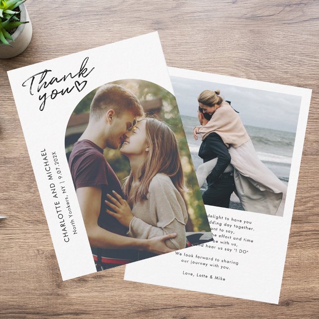 Modern 2 Photos Elegant Arch Wedding Thank You (Modern 2 Photos Elegant Arch Wedding Thank You)