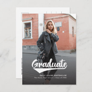 Modern 2 Photos Graduation 2025 Script Grad Announcement Postcard