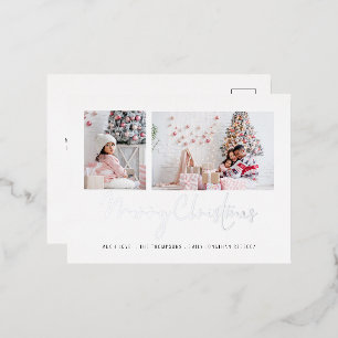 Modern 2 Photos Merry Christmas Real Foil Holiday