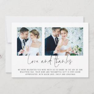 Modern 2 Photos Wedding Love and Thanks Card