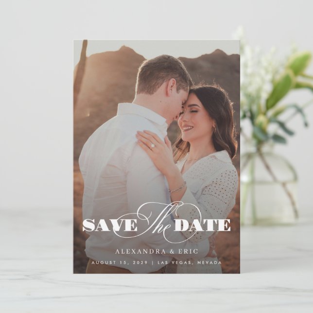 Modern 2 Photos Wedding Save The Date (Standing Front)
