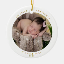 Modern 2-sided My First Christmas Snowflake Photo