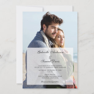 Modern 2 Vertical Photos Simple Wedding Invitation