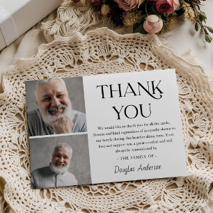 Modern 2 x Photo Funeral Sympathy  Thank You Card