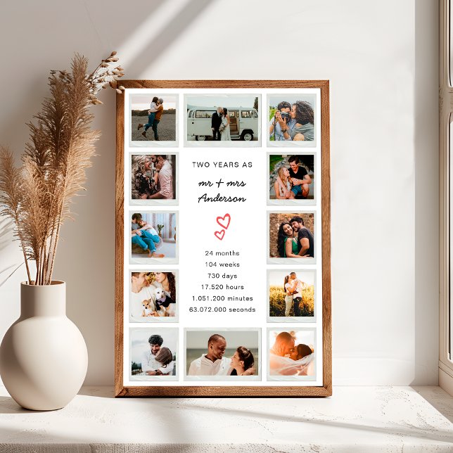 Modern 2nd Anniversary Custom Photo Collage Poster (Creator Uploaded)