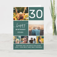 Modern 30 birthday emerald green 6 photo collage