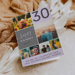 Modern 30 birthday pink 6 photo collage grid card<br><div class="desc">Modern simple 30th birthday pink 6 photo collage grid with pastel blush pink and grey editable colours and modern typography.</div>