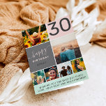 Modern 30 birthday pink 6 photo collage grid card<br><div class="desc">Modern simple 30th birthday pink 6 photo collage grid with pastel blush pink and grey editable colours and modern typography.</div>