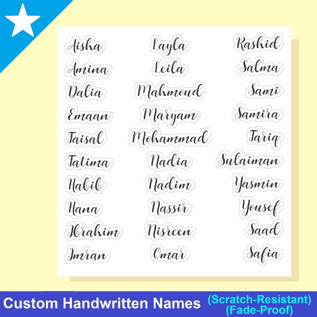 Modern 30 First Names | Elegant Calligraphy  (Personalized name Stickers
)