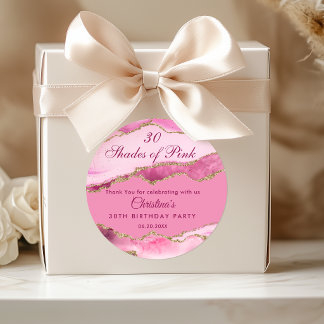 Modern 30 Shades of Pink Birthday Party  Classic Round Sticker