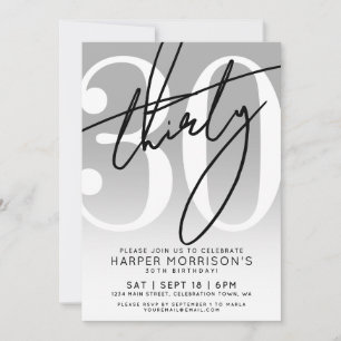 Modern 30th Birthday Party Invitation