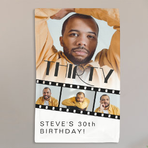 Modern 30th Birthday Photo Collage Film Strip Banner