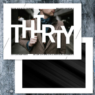 Modern 30th Birthday Photo Invitation