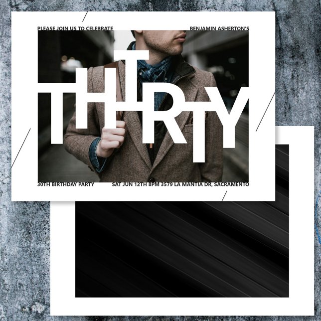 Modern 30th Birthday Photo Invitation (Creator Uploaded)