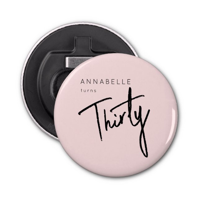 Modern 30th Thirty Thirtieth birthday party Bottle Opener (Front)