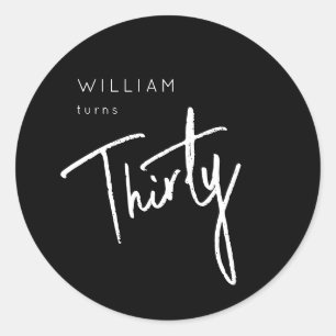 Modern 30th Thirty Thirtieth birthday party Classic Round Sticker