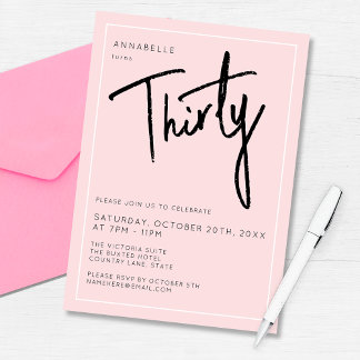 Modern 30th Thirty Thirtieth birthday party Invitation