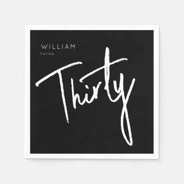 Modern 30th Thirty Thirtieth birthday party Napkin (Front)
