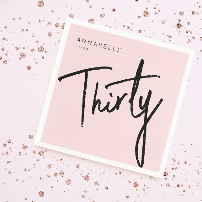 Modern 30th Thirty Thirtieth birthday party Napkin (Creator Uploaded)