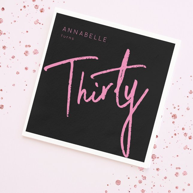 Modern 30th Thirty Thirtieth birthday party Napkin (Creator Uploaded)