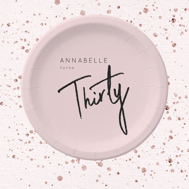 Modern 30th Thirty Thirtieth birthday party Paper Plate (Creator Uploaded)