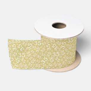 Modern 35th Birthday Number Pattern Black/Gold  Satin Ribbon