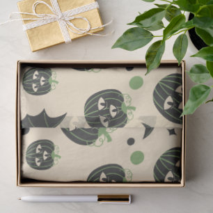 Modern 3 Eyed Pumpkin And Bats Halloween  Tissue Paper