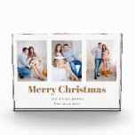 Modern 3 Family Photo Collage Merry Christmas<br><div class="desc">Modern 3 Family Photo Collage Merry Christmas Photo Block. Simply replace the sample images with your own favourites and personalise the text as required. You can change the font type and colour via the customise it further option.</div>