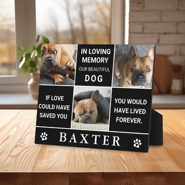 Modern 3 Insta Photo Collage Memorial Pet Keepsake Plaque (Creator Uploaded)
