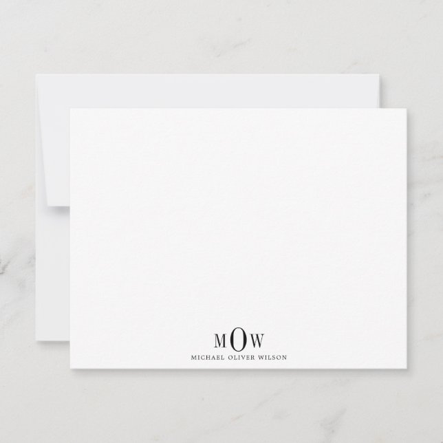 Modern 3 letter Monogram Note Card (Front)
