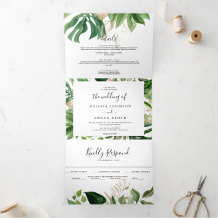 Modern 3-phase wedding invitations - Tropica d