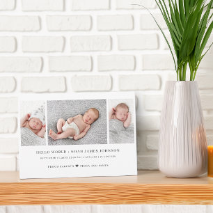 Modern 3 Photo Birth Announcement